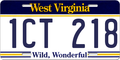 WV license plate 1CT218