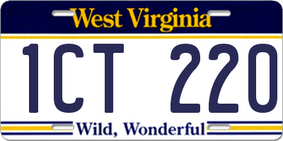 WV license plate 1CT220