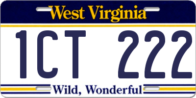 WV license plate 1CT222