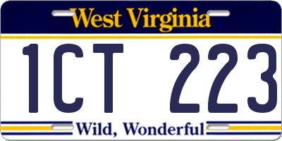 WV license plate 1CT223