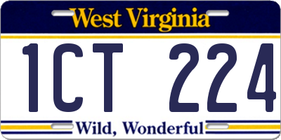 WV license plate 1CT224