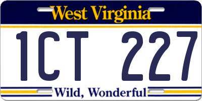 WV license plate 1CT227