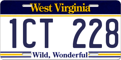 WV license plate 1CT228