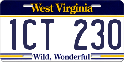 WV license plate 1CT230