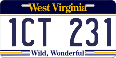 WV license plate 1CT231