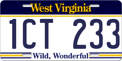 WV license plate 1CT233