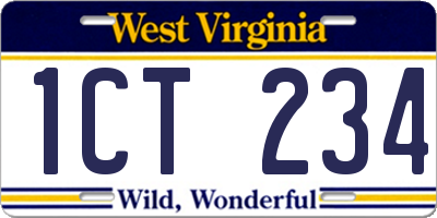 WV license plate 1CT234