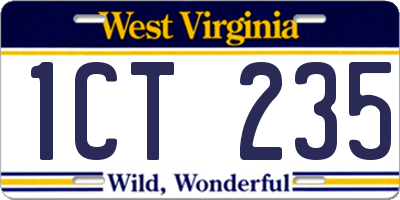 WV license plate 1CT235