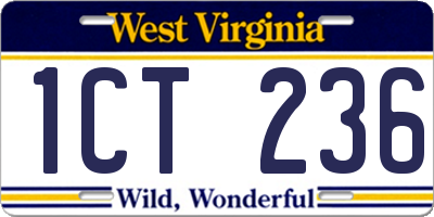 WV license plate 1CT236