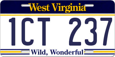 WV license plate 1CT237