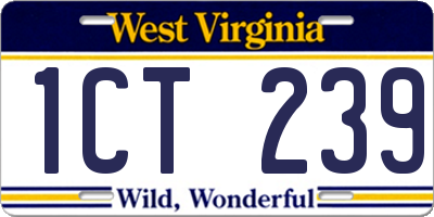 WV license plate 1CT239