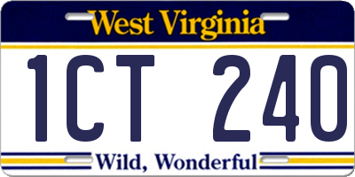 WV license plate 1CT240