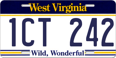 WV license plate 1CT242
