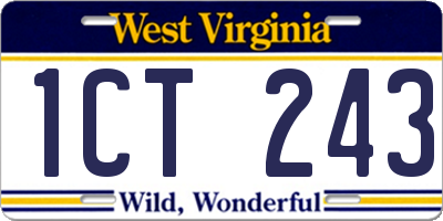 WV license plate 1CT243