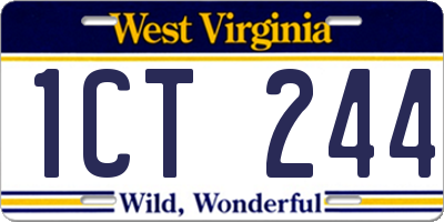 WV license plate 1CT244