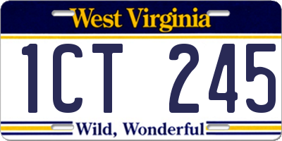 WV license plate 1CT245