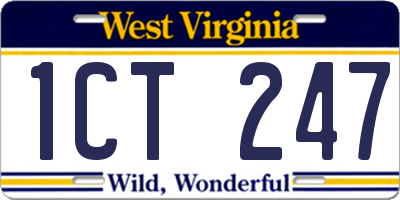 WV license plate 1CT247