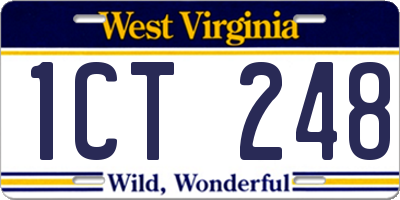 WV license plate 1CT248