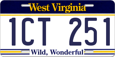 WV license plate 1CT251