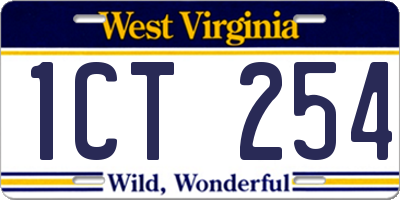 WV license plate 1CT254