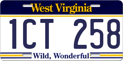 WV license plate 1CT258