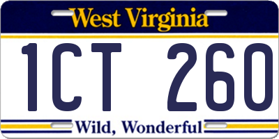WV license plate 1CT260