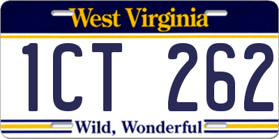 WV license plate 1CT262