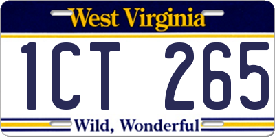 WV license plate 1CT265