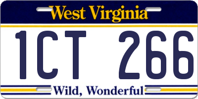 WV license plate 1CT266