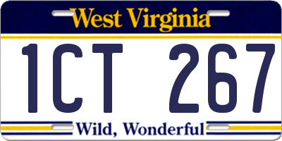 WV license plate 1CT267