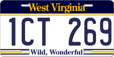 WV license plate 1CT269