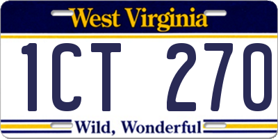 WV license plate 1CT270