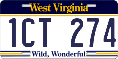 WV license plate 1CT274