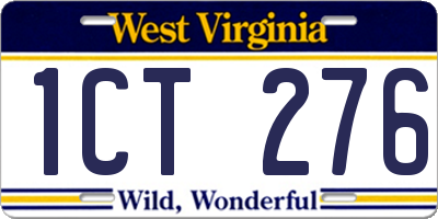 WV license plate 1CT276