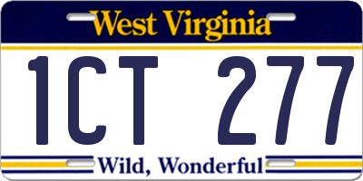 WV license plate 1CT277