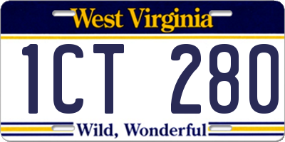 WV license plate 1CT280