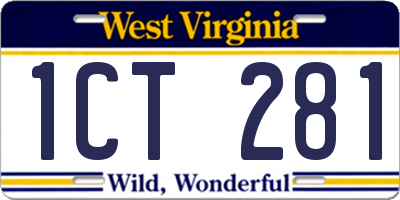 WV license plate 1CT281
