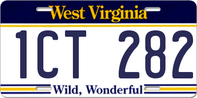 WV license plate 1CT282