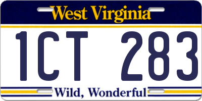 WV license plate 1CT283