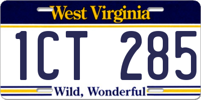 WV license plate 1CT285