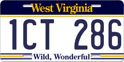 WV license plate 1CT286