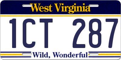 WV license plate 1CT287