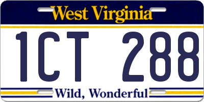 WV license plate 1CT288