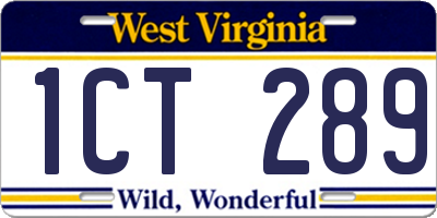 WV license plate 1CT289