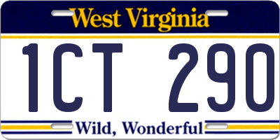 WV license plate 1CT290