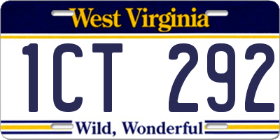 WV license plate 1CT292