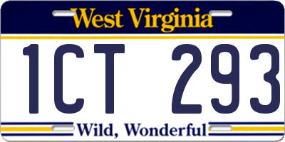 WV license plate 1CT293