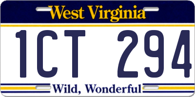 WV license plate 1CT294