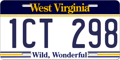 WV license plate 1CT298