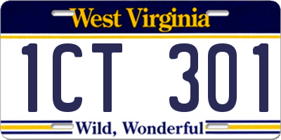 WV license plate 1CT301